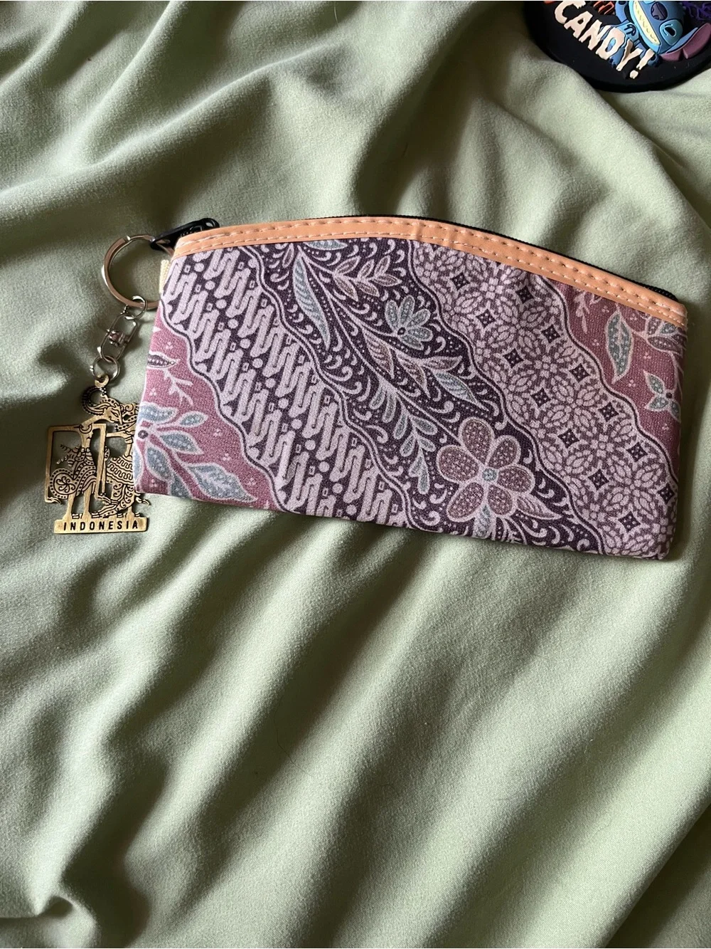 Batik Pattern Coin Purse - Pink and Beige
